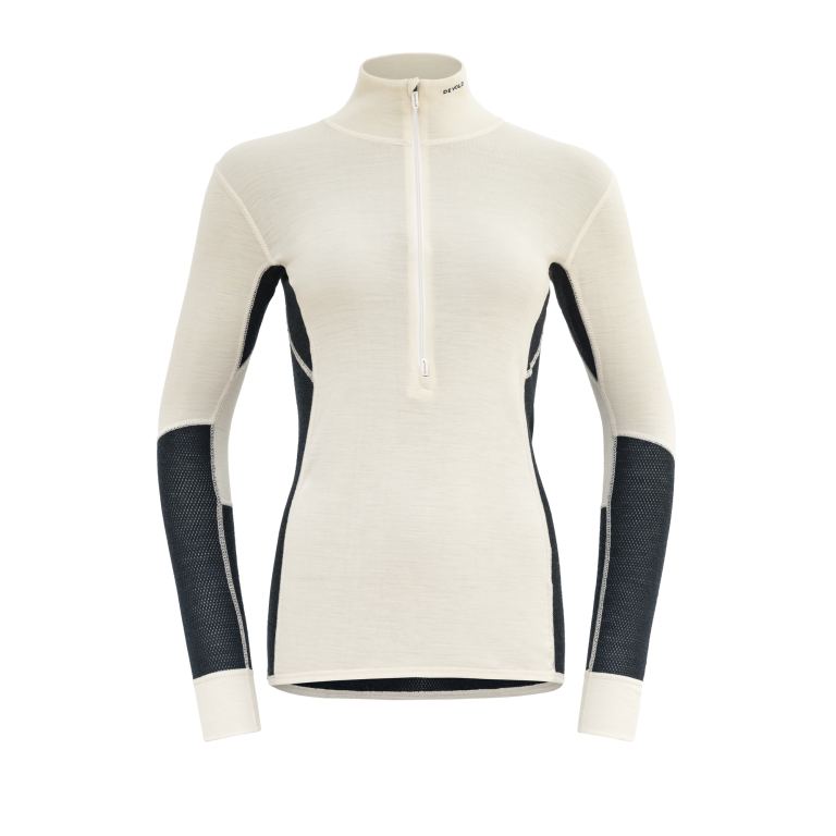 Devold wool mesh 190 zip neck wmn, ink/offwhite